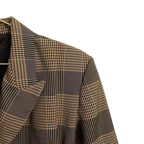 Zara Woman Plaid Check Blazer Tan Black Size XS - Picture 3 of 8
